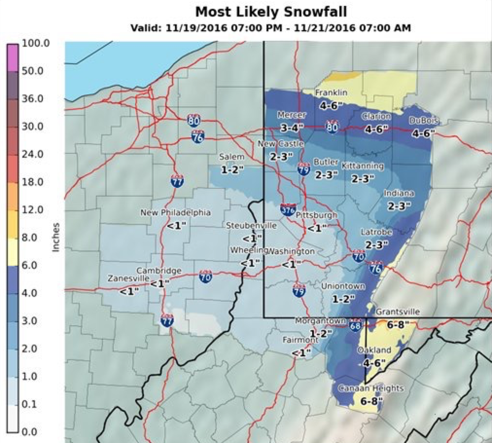 NWS Pittsburgh: 1" forecast for Pittsburgh