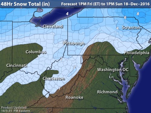 Intellicast forecasts 2-3" in the city.