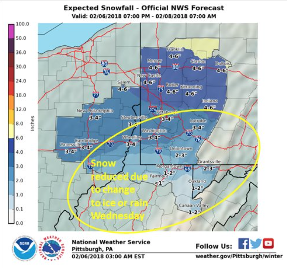 First Look at forecasts for Wednesday’s Winter Storm Pittsburgh Snow Day